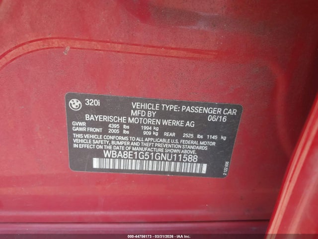 2016 BMW 320I WBA8E1G51GNU11588 Photo 8