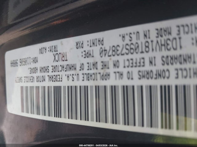 Продажа на аукционе авто 2009 Dodge Ram 1500 Slt/sport/trx, vin: 1D3HV18T09S738740, номер лота: 44756201