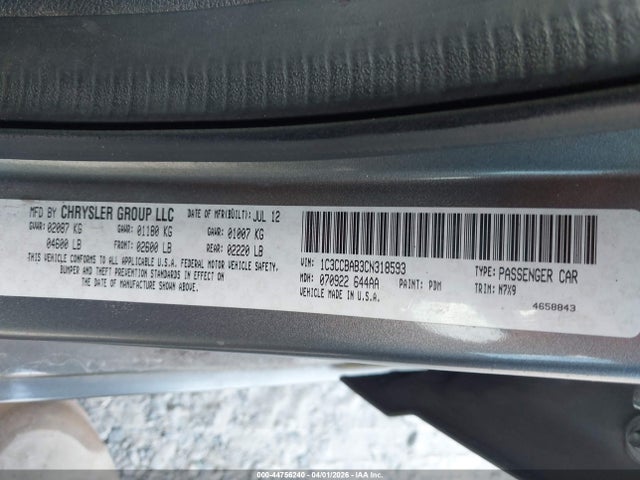 Aukcja sprzedaży 2012 Chrysler 200 Lx, vin: 1C3CCBAB3CN318593, numer aukcji: 44756240