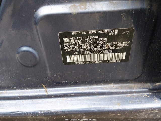 Aukcja sprzedaży 2013 Subaru Impreza 2.0i Premium, vin: JF1GPAC65D2834829, numer aukcji: 44756245