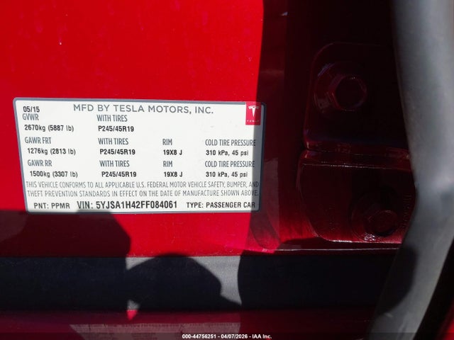 2015 TESLA MODEL S 5YJSA1H42FF084061 Photo 8