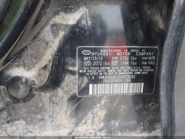 44756279 :رقم المزاد ، KMHDH4AE2DU873092 vin ، 2013 Hyundai Elantra Gls مزاد بيع