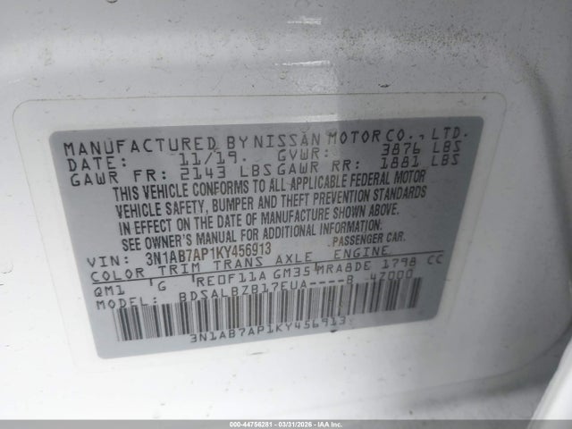 Nissan SENTRA S 2019 3N1AB7AP1KY456913 Image 9