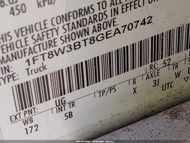 1FT8W3BT8GEA70742 Ford F350 Super Duty