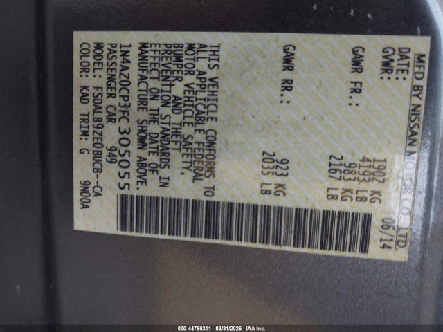 2015 NISSAN LEAF 1N4AZ0CP3FC305055 Photo 8