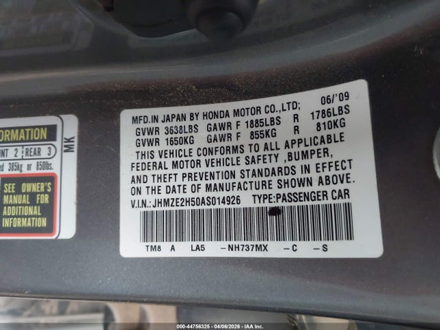 2010 HONDA INSIGHT JHMZE2H50AS014926 Photo 8