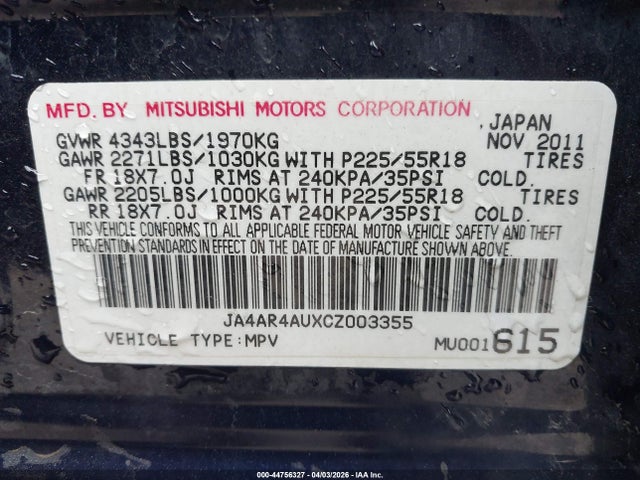 2012 MITSUBISHI OUTLANDER SPORT JA4AR4AUXCZ003355 Photo 8