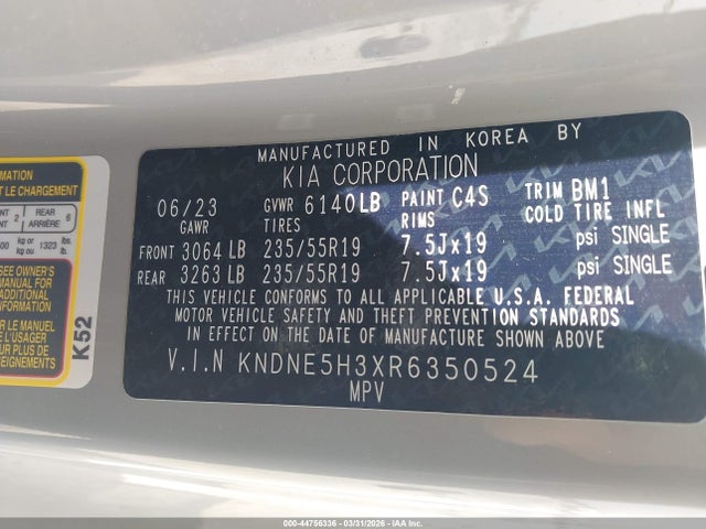 Продаж на аукціоні авто 2024 Kia Carnival Mpv Sx, vin: KNDNE5H3XR6350524, номер лоту: 44756336