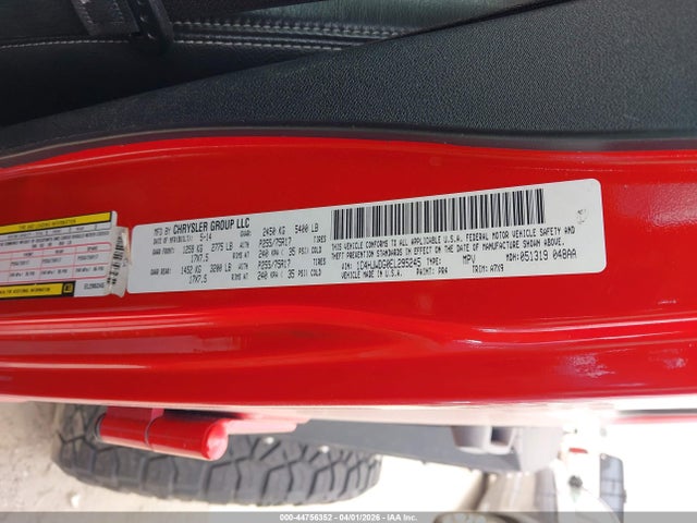 44756352 :رقم المزاد ، 1C4HJWDG0EL295245 vin ، 2014 Jeep Wrangler Unlimited Sport مزاد بيع
