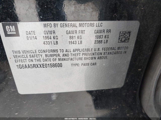 1G6AA5RXXE0158600 Cadillac Ats Standard