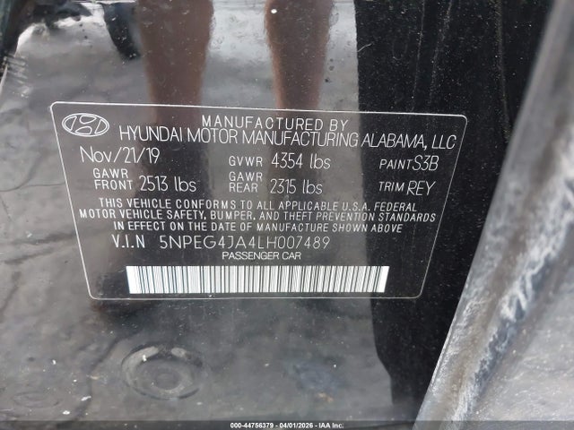 Aukcja sprzedaży 2020 Hyundai Sonata Se, vin: 5NPEG4JA4LH007489, numer aukcji: 44756379