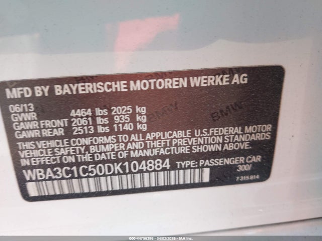 Aukcja sprzedaży 2013 Bmw 328i, vin: WBA3C1C50DK104884, numer aukcji: 44756386