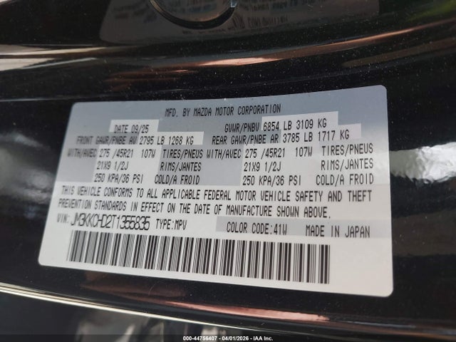 Aukcja sprzedaży 2026 Mazda Cx-90 3.3 Turbo Premium Sport, vin: JM3KKCHD2T1355835, numer aukcji: 44756407