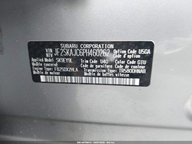 44756414 :رقم المزاد ، JF2SKAJC6PH460262 vin ، 2023 Subaru Forester Sport مزاد بيع