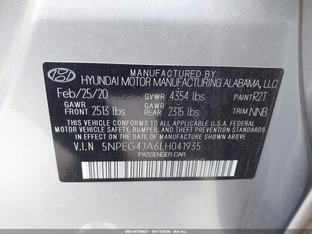 Hyundai SONATA SE 2020 5NPEG4JA6LH041935 Image 9