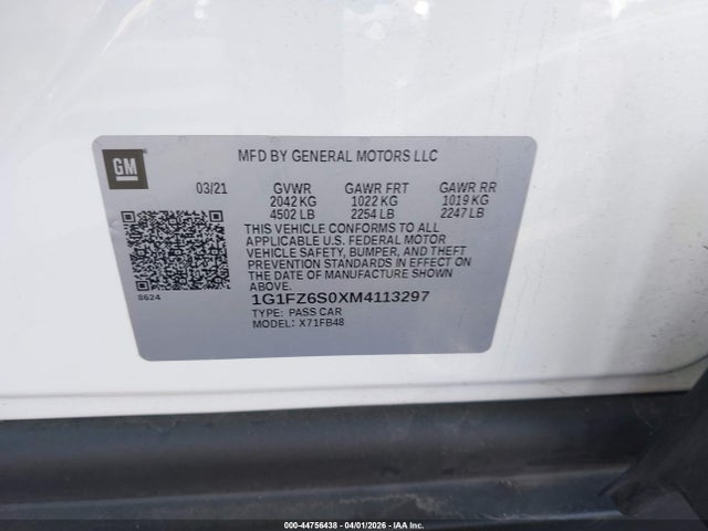 1G1FZ6S0XM4113297 Chevrolet Bolt Ev Fwd Premier
