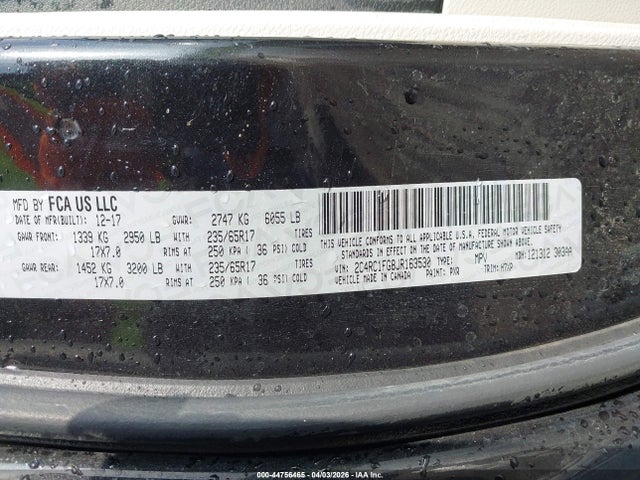 Aukcja sprzedaży 2018 Chrysler Pacifica Touring Plus, vin: 2C4RC1FG8JR163530, numer aukcji: 44756465