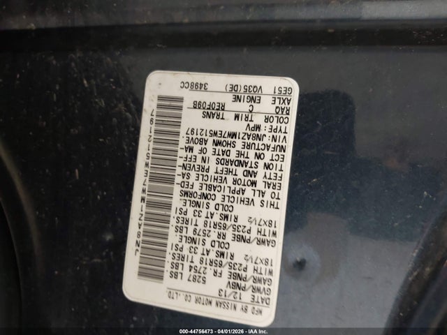 Aukcja sprzedaży 2014 Nissan Murano S, vin: JN8AZ1MW7EW512197, numer aukcji: 44756473