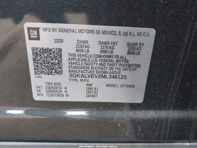 Продажа на аукционе авто 2021 Gmc Terrain Awd Slt, vin: 3GKALVEV2ML346125, номер лота: 44756502