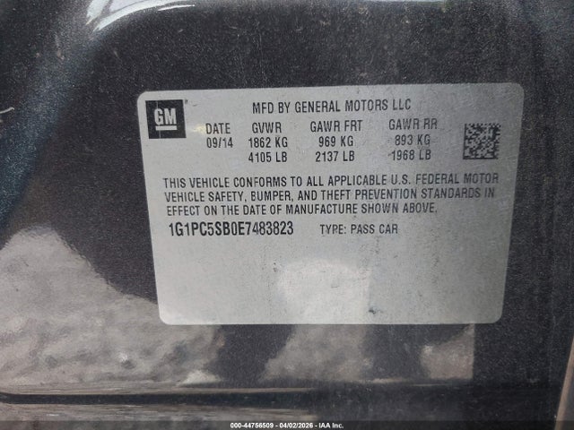 Chevrolet Cruze 1lt Auto 2014 1G1PC5SB0E7483823 Image 9