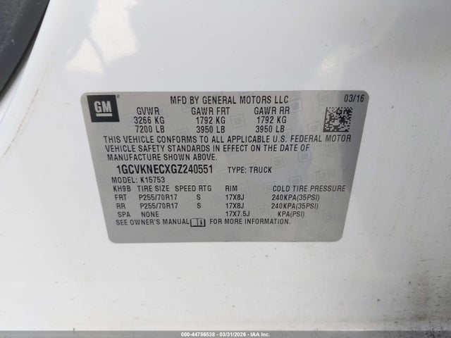 1GCVKNECXGZ240551 Chevrolet Silverado 1500 Wt