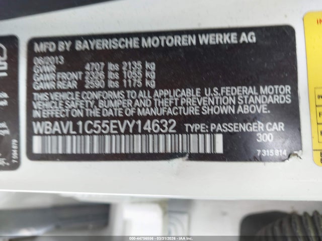 2014 Bmw X1 Xdrive28i მანქანა იყიდება აუქციონზე, vin: WBAVL1C55EVY14632, აუქციონის ნომერი: 44756556
