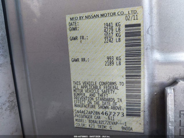 2011 NISSAN ALTIMA 1N4AL2AP2BN467273 Photo 8