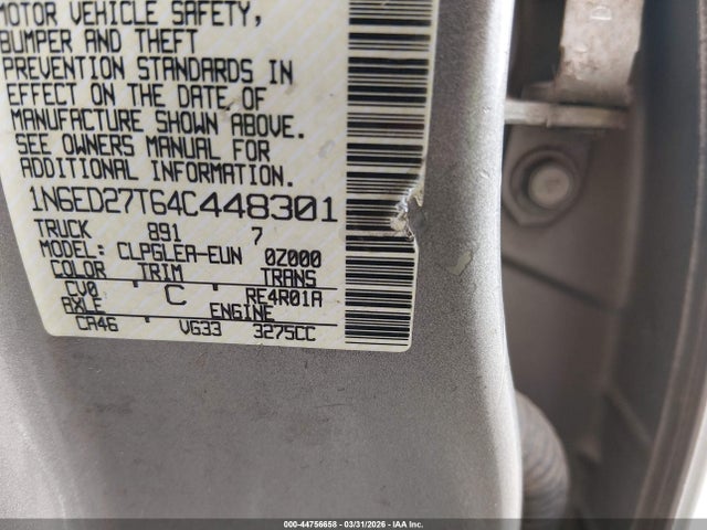 44756658 :رقم المزاد ، 1N6ED27T64C448301 vin ، 2004 Nissan Frontier Xe-v6 مزاد بيع