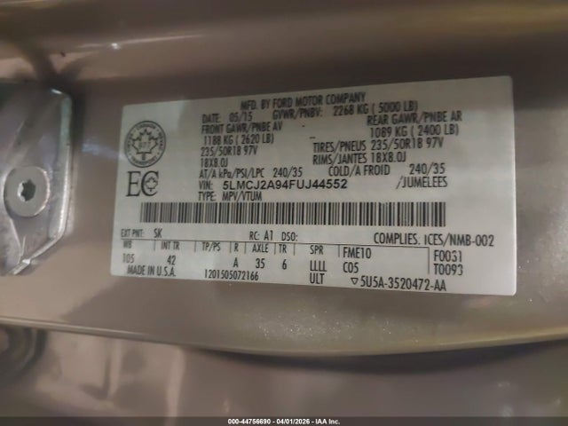 2015 LINCOLN MKC 5LMCJ2A94FUJ44552 Photo 8