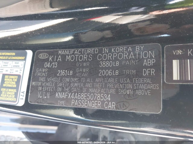 KNAFX4A68E5078534 KIA FORTE LX