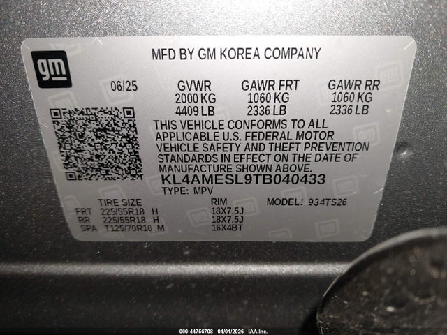 44756708 :رقم المزاد ، KL4AMESL9TB040433 vin ، 2026 Buick Encore Gx Sport Touring Awd مزاد بيع