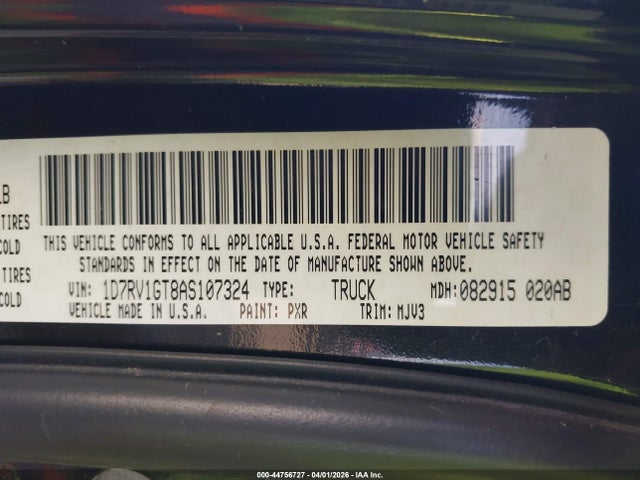 Aukcja sprzedaży 2010 Dodge Ram 1500 Slt/sport/trx, vin: 1D7RV1GT8AS107324, numer aukcji: 44756727