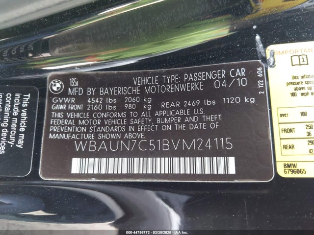 2011 BMW 135I WBAUN7C51BVM24115 Photo 8