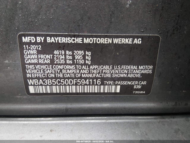 Aukcja sprzedaży 2013 Bmw 328i Xdrive, vin: WBA3B5C50DF594116, numer aukcji: 44756829
