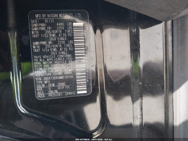 JN8AT3BA6MW018108 Nissan Rogue Sv Fwd