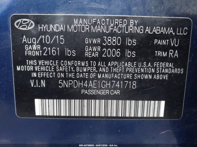 Hyundai ELANTRA SE 2016 5NPDH4AE1GH741718 Image 9