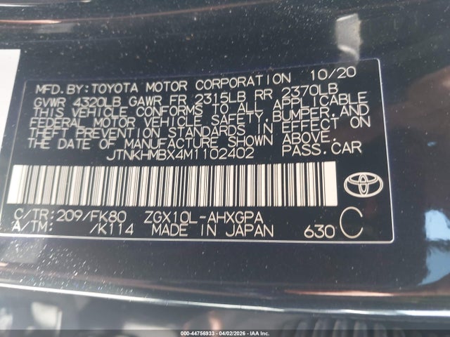 Toyota C-HR XLE 2021 JTNKHMBX4M1102402 Image 9