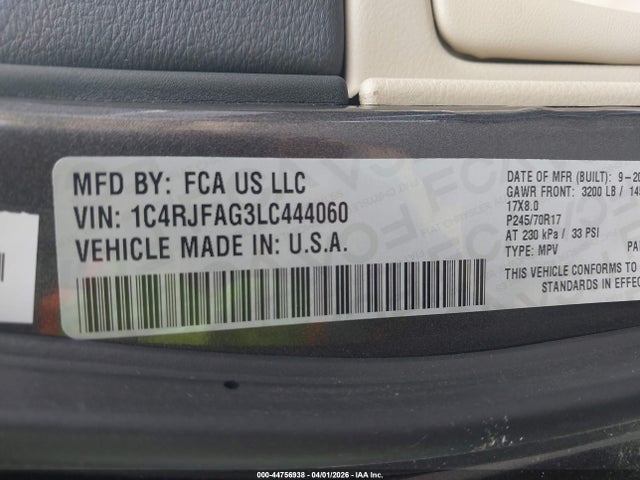 2020 JEEP GRAND CHEROKEE 1C4RJFAG3LC444060 Photo 8