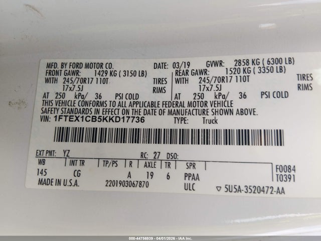 2019 FORD F-150 1FTEX1CB5KKD17736 Photo 8