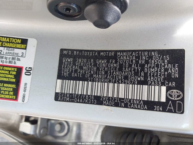Toyota COROLLA LE 2015 2T1BURHE3FC429679 Image 9