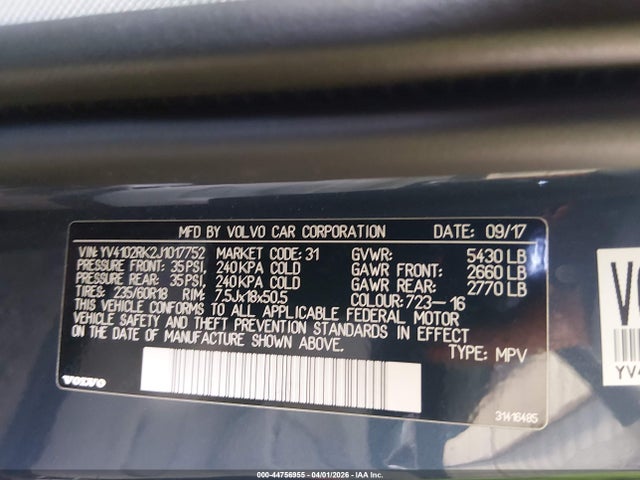 YV4102RK2J1017752 Volvo Xc60 T5 Momentum