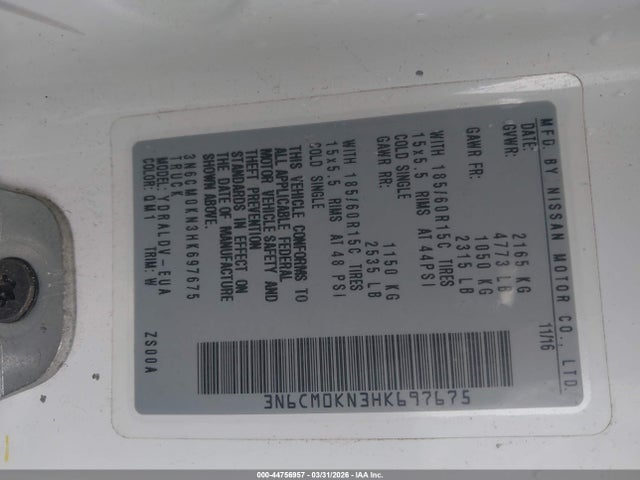 3N6CM0KN3HK697675 Nissan Nv200 S