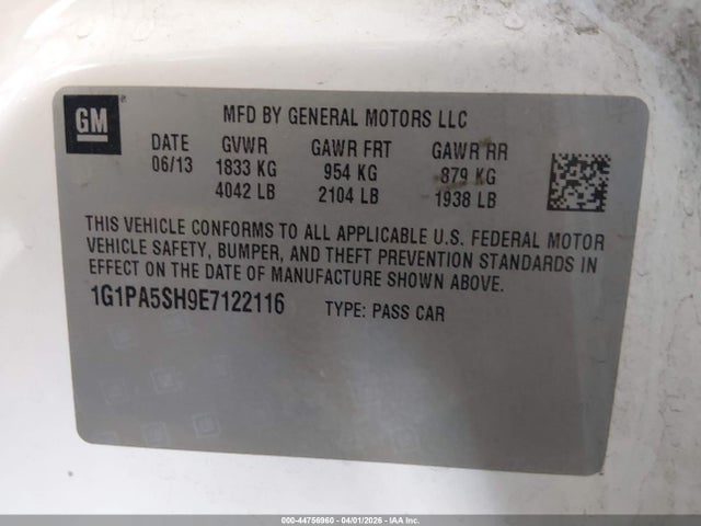 1G1PA5SH9E7122116 Chevrolet Cruze Ls Auto
