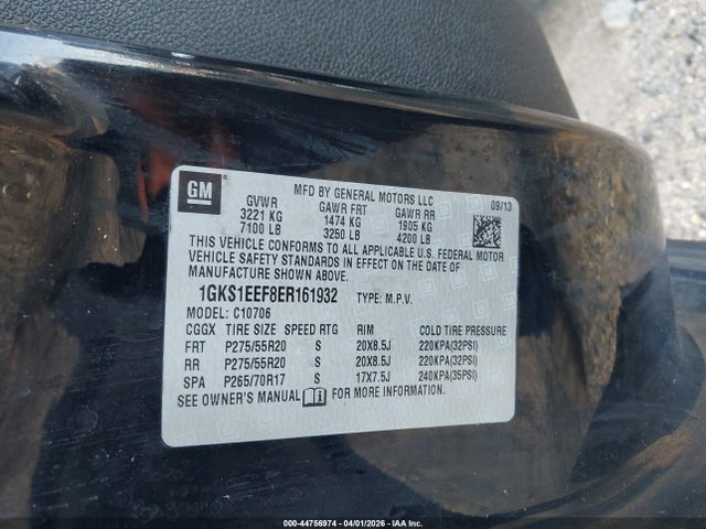 44756974 :رقم المزاد ، 1GKS1EEF8ER161932 vin ، 2014 Gmc Yukon Denali مزاد بيع