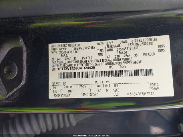 Продажа на аукционе авто 2018 Ford F-150 Xlt, vin: 1FTEW1E58JKD24429, номер лота: 44756982