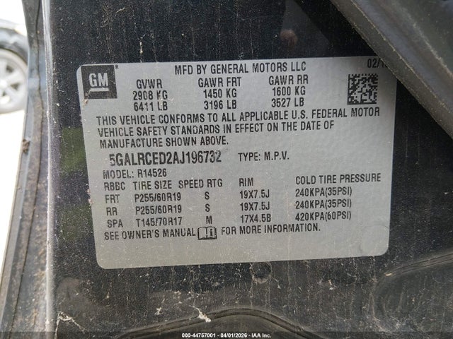Aukcja sprzedaży 2010 Buick Enclave 2xl, vin: 5GALRCED2AJ196732, numer aukcji: 44757001