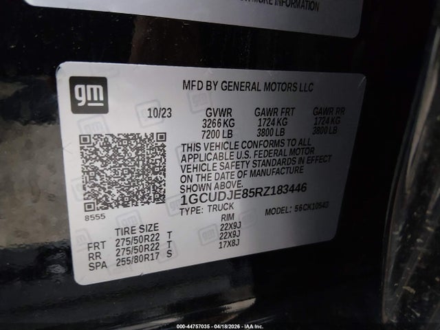 Продажа на аукционе авто 2024 Chevrolet Silverado 1500 4wd  Short Bed High Country, vin: 1GCUDJE85RZ183446, номер лота: 44757035