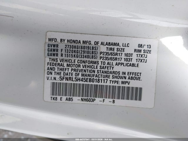 Honda ODYSSEY EX 2014 5FNRL5H45EB018117 Image 9