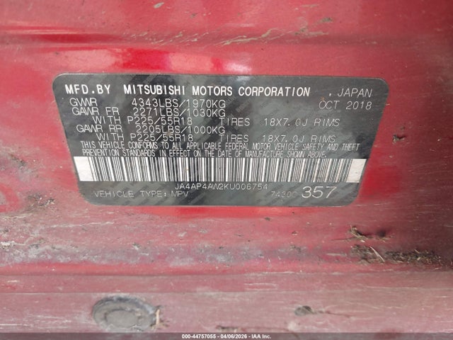 JA4AP4AW2KU006754 Mitsubishi Outlander Sport 2.4 Gt