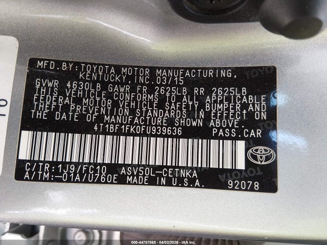 4T1BF1FK0FU939636 Toyota CAMRY LE